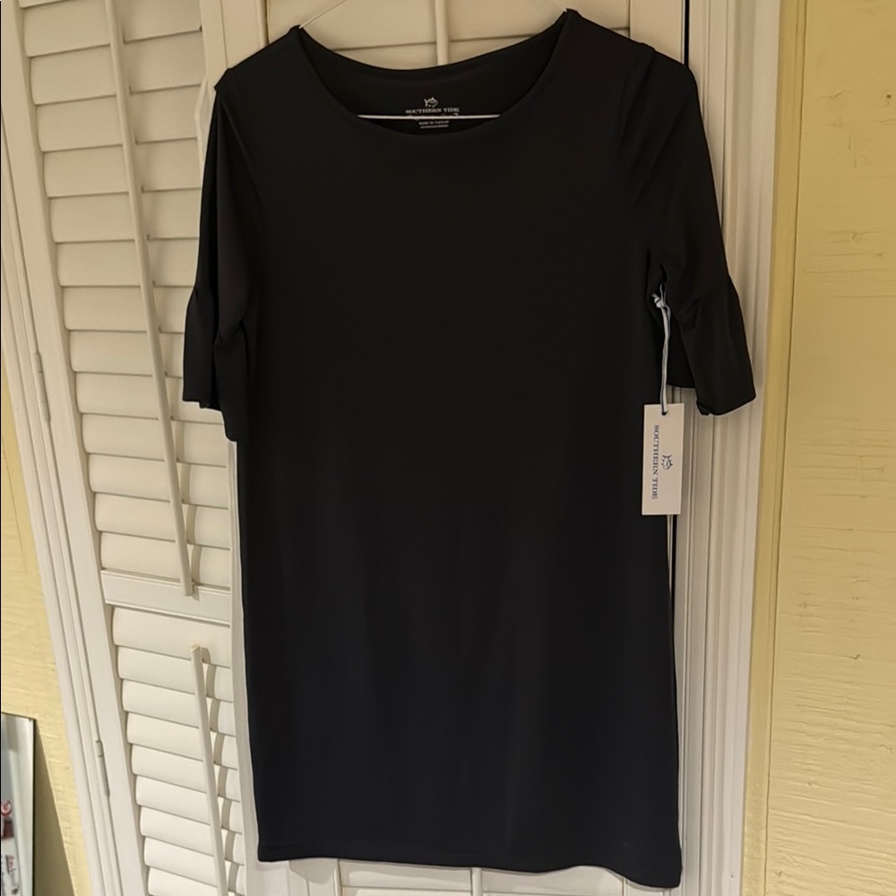 Southern Tide Black Boxy Midi Dress